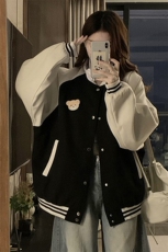 春季新款港风日系立领拼色棒球服魔术贴小熊夹克外套JK1411-P85，男装夹克，星座313A(原308A-2)