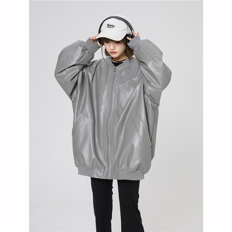 现货2025PU皮夹克美式潮牌女飞行服高街流行外套W318-P35,男装夹克,电商A170