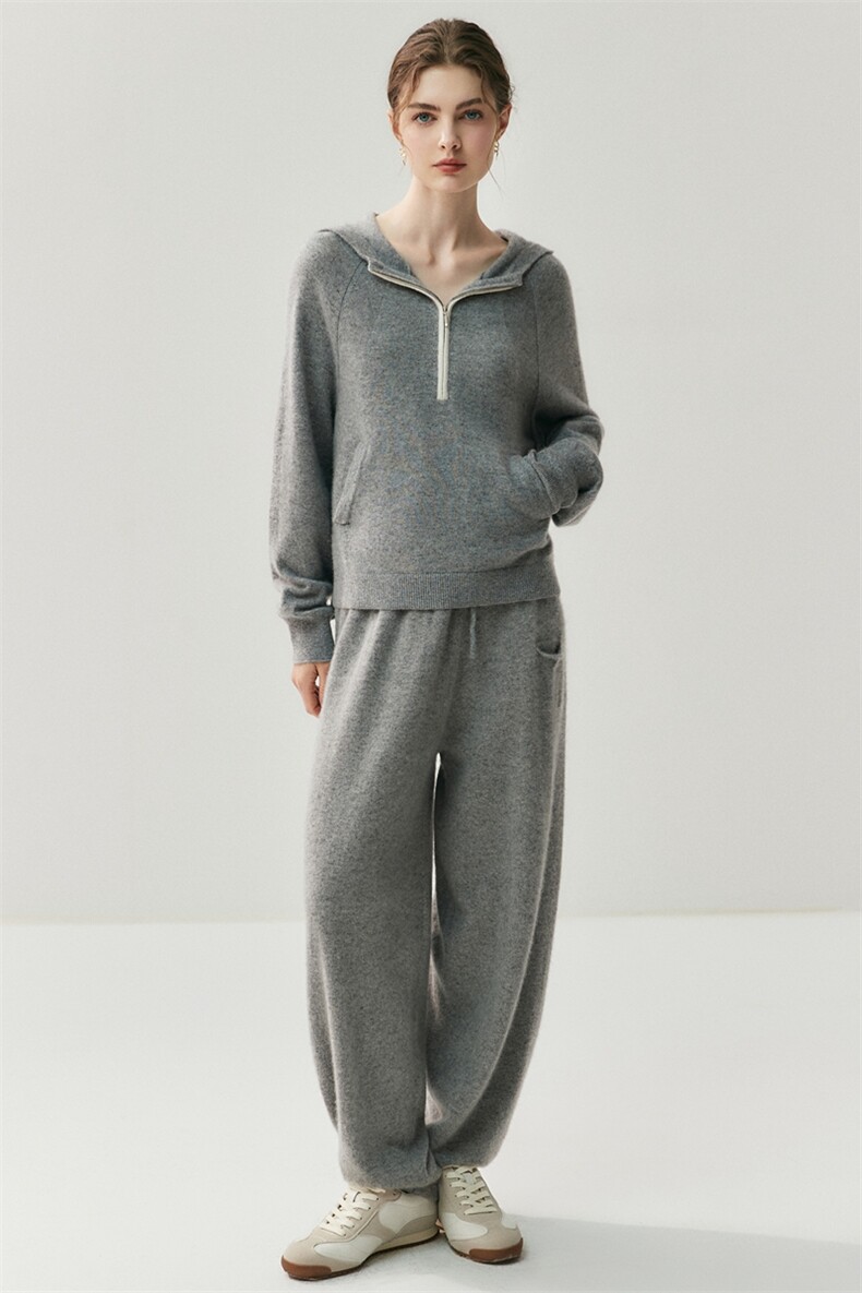 2025年秋季新款百搭抽绳宽松右边带兜裤，女装休闲裤，绒创羊绒