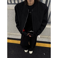 短款时尚拉链夹克外套男女春季显瘦V领开衫宽松长袖上衣JW6726，男装夹克，星座1116A（原606A-3）