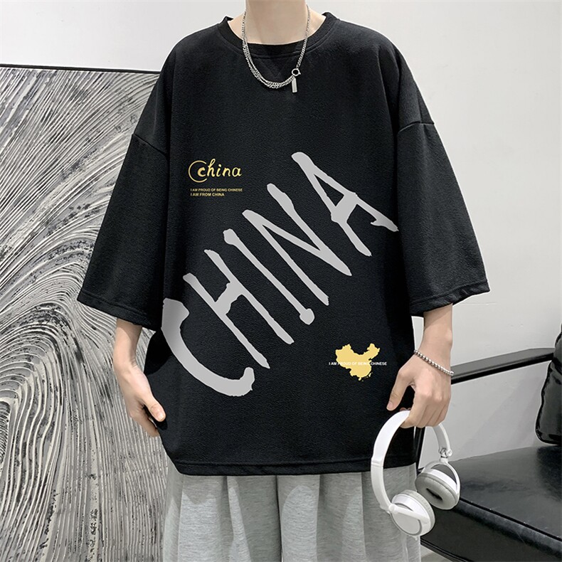 Q11208-P30春夏季七分袖t恤男大码五分袖男短袖中袖大皂风,男装T恤,电商A040