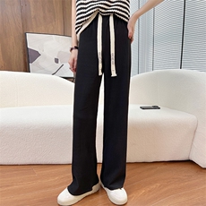 欧棉绒阔腿裤女2024年春秋新款高腰垂感韩版宽松直筒休闲裤，女装休闲裤，圣丽羊绒