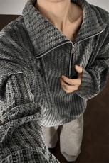 雪尼尔立领卫衣美式复古潮流打底设计重磅翻领外套卫衣常规P49，男装T恤，电商B319