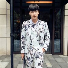 秋冬韩模款潮流个性夜店花西服套装男三件套小西装A470-TZ88，男装西服套装，电商A207