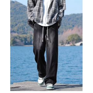 1506-1/KK301牛仔/P44字母牛仔裤嘻哈ins潮高街潮流痞帅长裤男图片