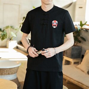 2021夏季中国风短袖T恤男大码复古盘扣半袖上衣QT6005-TX69-P40图片