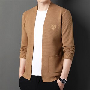 春秋季新款卫衣时尚休闲开衫男士商务运动中年秋装潮流刺绣外套图片