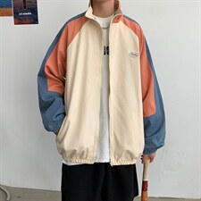 秋冬ins港风帅气拼接撞色夹克男少年休闲格子上衣外套W1419-P58，男装夹克，星座512-4