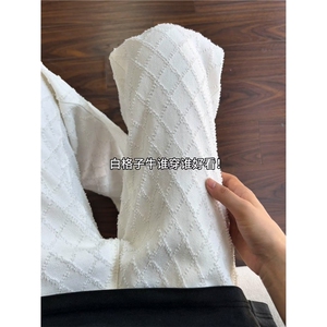 网图现货 白色提花牛仔裤休闲裤宽松直筒微喇牛仔裤K9132/P40图片