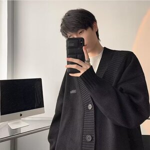 V领设计感开衫毛衣纯色针织开衫春秋毛衣开衫森系日系毛衣外套图片
