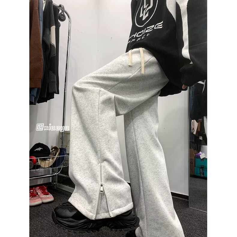 美式高街卫裤男士春秋季新款微喇宽松男生运动直筒阔腿休闲长裤子,男装休闲裤,星座218-8