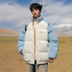 现货抖音得物可供视频三防加厚羽绒拼接棉衣外套面包棉服86670，男装棉衣，电商A486
