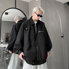 港风大码秋季新款设计感痞帅翻领夹克外套XZ213-JKMM01-P88控108，男装夹克，星座213