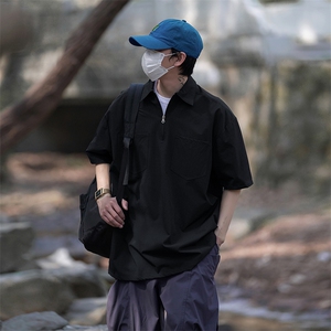 宽松通勤休闲两穿工装短袖上衣日系松弛感T恤HY298TP45控68图片