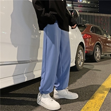 夏季2021束脚裤男港风宽松潮流纯色休闲长裤潮流工装裤K1356-P28，男装休闲裤，星座512-4
