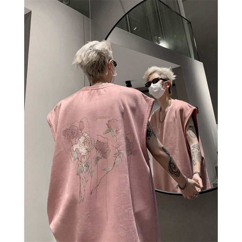 港风潮流新款麂皮绒坎肩男无袖t恤美式潮牌背心休闲上衣H8834-P28,男装背心/马甲,电商B295