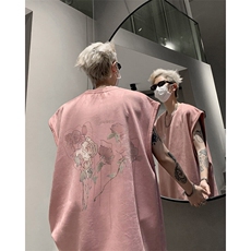 港风潮流新款麂皮绒坎肩男无袖t恤美式潮牌背心休闲上衣H8834-P28，男装背心/马甲，电商B295