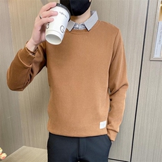 W3161-P78控108社会小伙假两件卫衣男春秋季修身潮流百搭衬衫领，男装衬衫，电商D310B-1