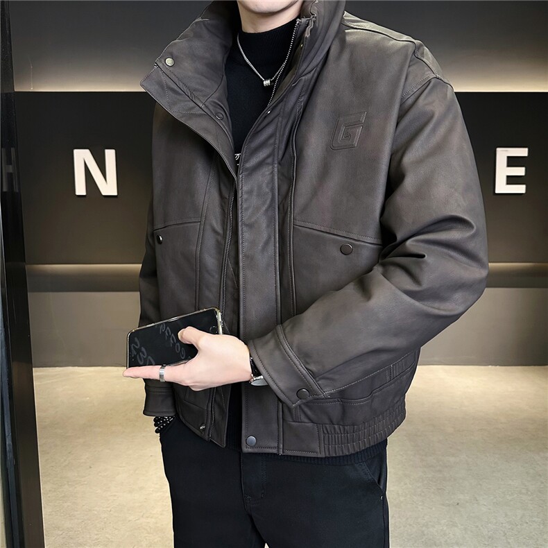 新标90绒美式皮衣羽绒服男冬季2025新款休闲外套A313-887-P305,男装皮衣,电商A313