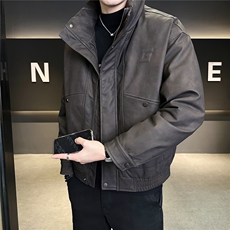 新标90绒美式皮衣羽绒服男冬季2025新款休闲外套A313-887-P305，男装皮衣，电商A313