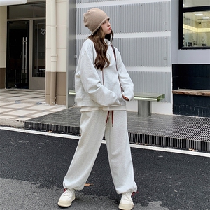 韩版灰色卫衣运动套装女2025年春秋季新款韩版宽松休闲长裤两件套图片