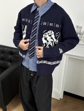 1506-1-MMY601/P59复古慵懒宽松针织毛衣开衫外套，男装针织衫/毛衣，星座1506-1