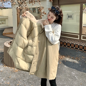 《新款》韩系羊羔毛拼接内胆90绒羽绒服长款2D045-P285-K 398图片