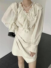 【现货】秋季新款荷叶边大领子衬衣，其它，裴兔子(3F)