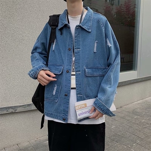 高档港风春秋新款男士宽松水洗牛仔炸街外套韩版潮流百搭X310/P54图片
