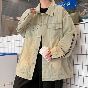 黄泥拉链袖子牛仔夹克百搭美式秋冬季新款外套J2071P65