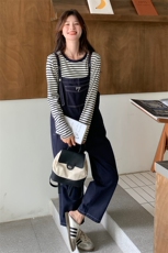 （2024新款现货）学院风背带裤条纹套裤212A-8851-P135-K199，女装套装/套裙，浙宝212A