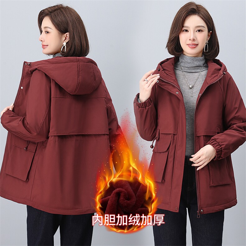 2024年冬季新款时尚休闲加绒加厚派客服,女装派克服,依恋蒂丝