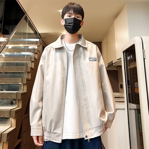 机车男士皮衣春秋款翻领贴标宽松夹克外套休闲款A266-PY006-特P40图片