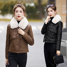 2023年冬季新款加绒保暖毛领可拆卸休闲皮毛一体短外套，女装短外套，臻衣坊