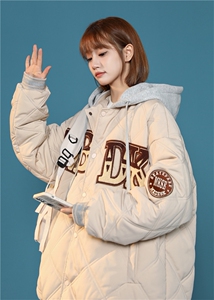 现货连帽棉衣男菱形格夹棉棒球服毛巾绣植绒棉袄X1213-MY22-P125图片