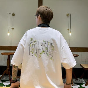 可48小时发货支持抖音得物来样二开 美式满天星亮片短袖T恤MTX634图片
