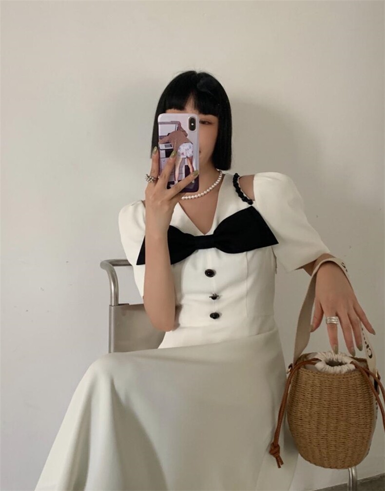 重工手工订珠连衣裙，巨显瘦，女装连衣裙，DTU(6F)