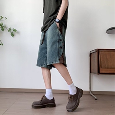 牛仔短裤男女韩版潮流高街帅气拼色2025夏季ins五分裤RK2882-P45，男装牛仔裤，星座412-3