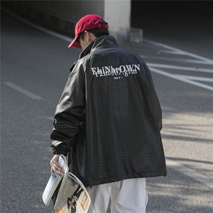 CityBoy皮夹克男中性休闲宽松潮流皮衣男夹克外套JK7570P85控128图片