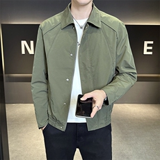 翻领夹克2025秋装纯色帅外套男装机车服JK9212P95控138，男装夹克，星座914