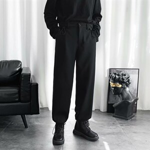 男裤子夏季束脚男裤宽松直筒阔腿青少年学生九分时尚西裤X199-p38图片