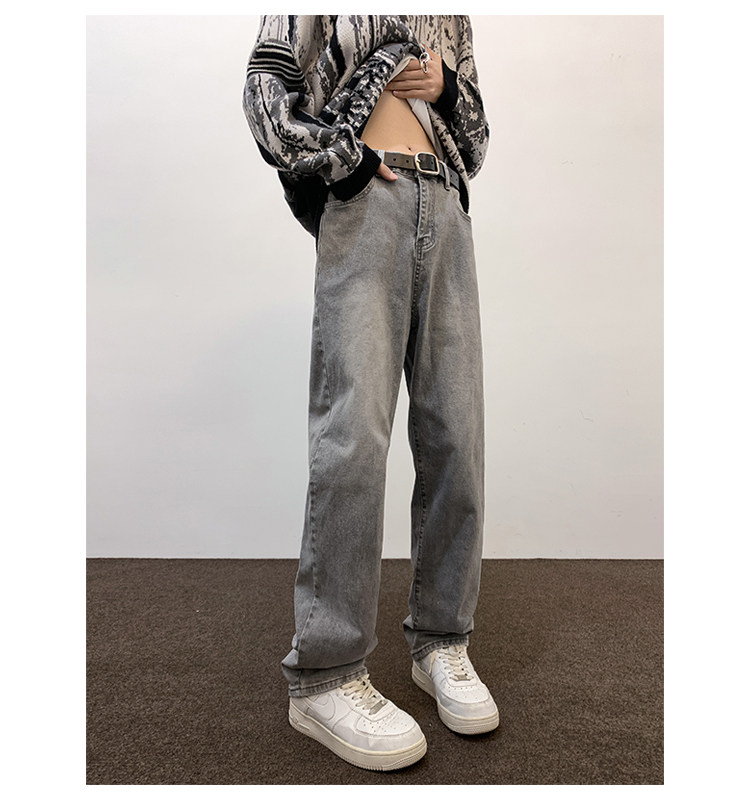 烟灰色水洗牛仔裤男春季美式复古vibe裤子微喇裤JN036-P4568,男装牛仔裤,星座1008-1