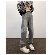 烟灰色水洗牛仔裤男春季美式复古vibe裤子微喇裤JN036-P4568，男装牛仔裤，星座1008-1