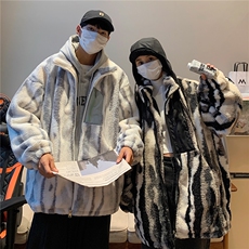 主推情侣装冬装新款加厚拼接宽松羊羔毛棉衣外套D229P118，男装棉衣，电商A335-1（原A458）