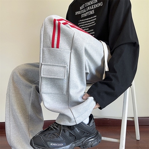 815A-MK97952-P45特 美式条纹工装裤休闲裤直筒多口袋运动裤男图片