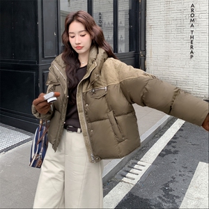 2025年冬季女保暖常规连帽不可拆中古休闲风90白鸭绒羽绒服