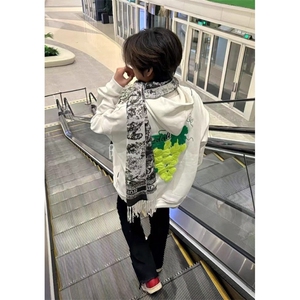 葡萄网球刺绣连帽卫衣男情侣秋冬纯棉宽松帽衫 W76845图片