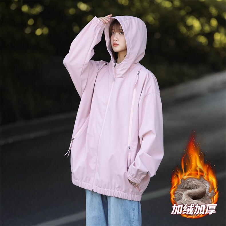 加绒加厚男女同款防水连帽多色冲锋衣外套光版二开A1208 特P82图片