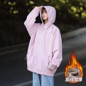 加绒加厚男女同款防水连帽多色冲锋衣外套光版二开A1208 特P82图片