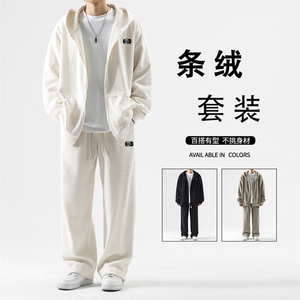 连帽开衫卫衣秋冬季新款潮牌宽松休闲卫裤两件套TZ890-特批-123图片